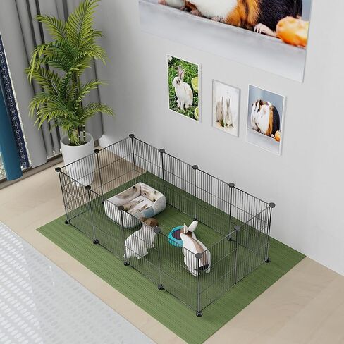 Pet Playpen, Small Animals Playpen, DIY Encrypted Metal Wire Rabbit Fence, Guinea Pigs Cages, Puppy Kitten Playpen, Indoor & Outdoor Yard Fence for Small Animals 12 Pcs Panels Black in Saudi Arabia