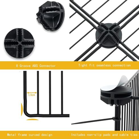 Pet Playpen, Small Animals Playpen, DIY Encrypted Metal Wire Rabbit Fence, Guinea Pigs Cages, Puppy Kitten Playpen, Indoor & Outdoor Yard Fence for Small Animals 12 Pcs Panels Black in Saudi Arabia