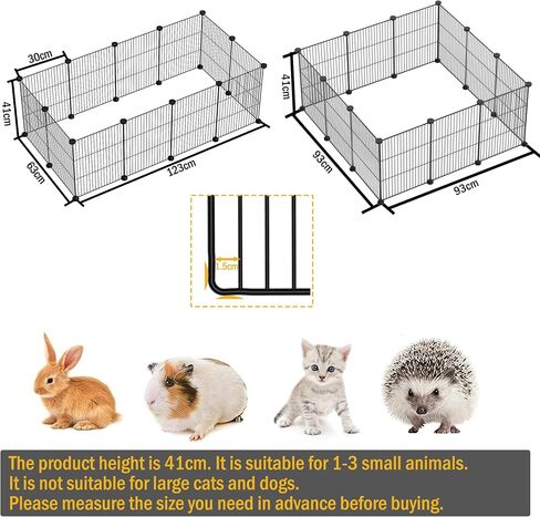 Pet Playpen, Small Animals Playpen, DIY Encrypted Metal Wire Rabbit Fence, Guinea Pigs Cages, Puppy Kitten Playpen, Indoor & Outdoor Yard Fence for Small Animals 12 Pcs Panels Black in Saudi Arabia