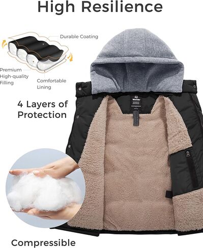 سترة منتفخة بغطاء للرأس للرجال من Wantdo معاطف شتوية خفيفة الوزن وسترة منتفخة دافئة in Kuwait