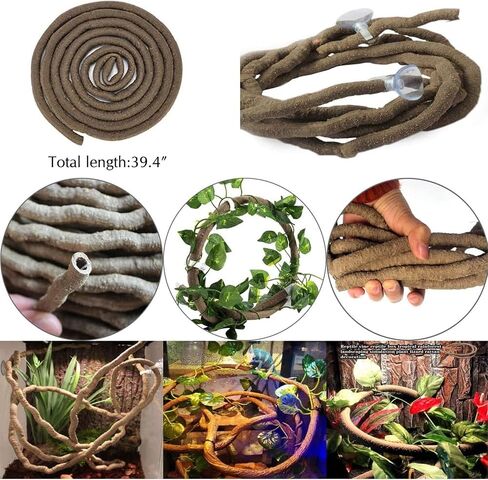 Hamiledyi 10PCS Bearded Dragon Tank Accessories Reptile Hammock with Jungle Vines Artificial Plants Leaves Reptile Terrarium Decoration Set Habitat Decor Accessories for Lizard Gecko Chameleon Snake in Saudi Arabia