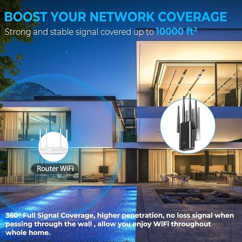 Newest 2025 WiFi Extender Signal Booster, 200% More Coverage Than Ever, Longest Range Wireless Internet Repeater and Signal Amplifier w/Ethernet Port, 6X Faster Access Point,1-Tap Setup in Saudi Arabia