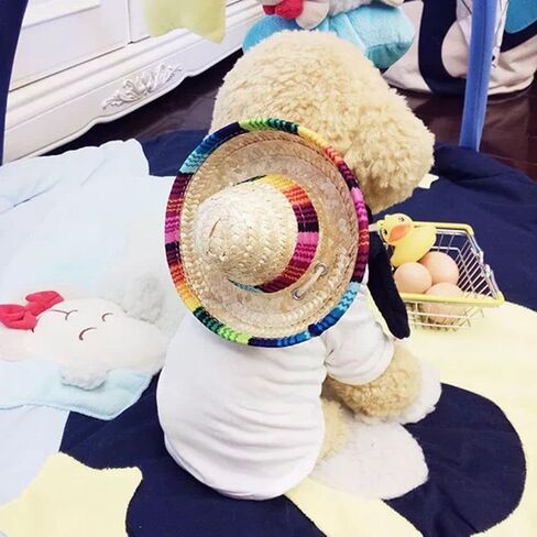 2pcs Pet Straw Hat, Mexican Cap, Colorful Sombrero Cat Costume in Saudi Arabia