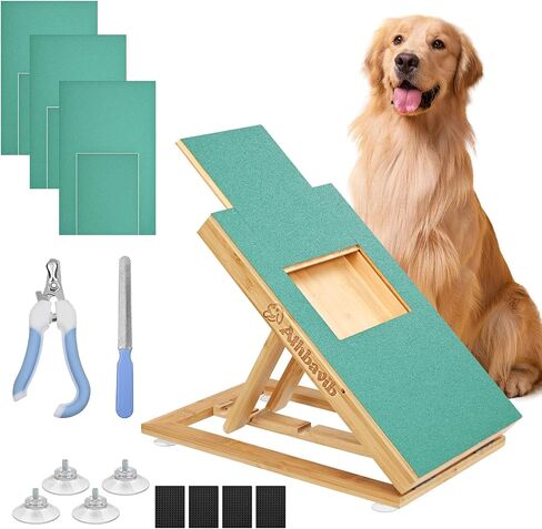 Athbavib Dog Nail Scratch Board, Dog Nail Scratch Pad with Treat Box,Replaceable Sandpaper,Dog Grooming Supplies,Pet Nail Trimmer for Small Medium Large Dogs in Saudi Arabia