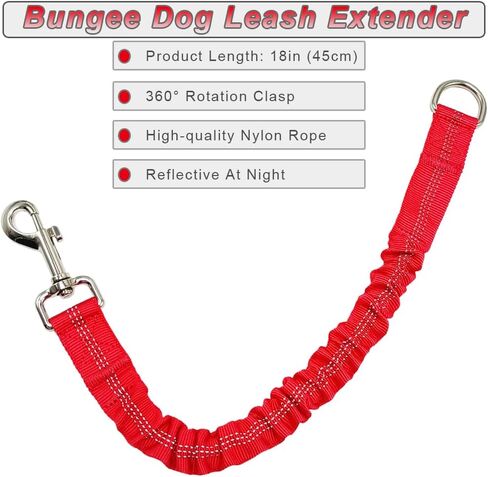 Short Dog Leash Extender, 18 in Bungee Shock Absorbing, Nylon Multifunctional Dog Leash for Medium Large Dogs Walking Training Running (Green) in Kuwait
