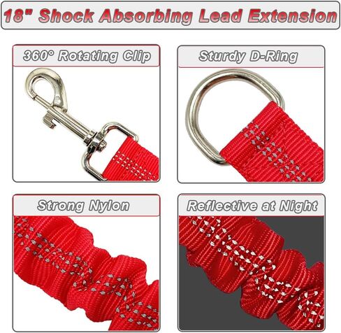 Short Dog Leash Extender, 18 in Bungee Shock Absorbing, Nylon Multifunctional Dog Leash for Medium Large Dogs Walking Training Running (Green) in Kuwait