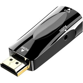 RIIPOO HDMI to VGA Adapter Converter with Audio, Active HDMI Male to VGA Female 1080P Video Dongle Compatible with Computer, Laptop, Projector, Monitor