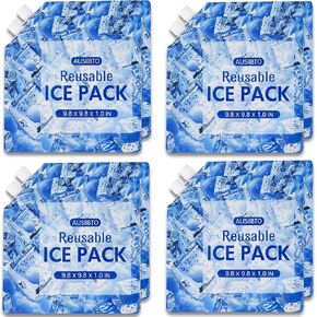 Reusable Ice Packs for Cooler (8 Pack), Extended Cooling Up to 48 Hours, Cooler Ice Packs Ideal for Camping, Fishing, Beach, Road Trips - 9.8 x 9.8 in