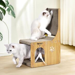 Cat Scratcher,Cardboard cat Scratcher L-Shaped Cat Scratching Board, Cat Cardboard House with Ball Toy for Indoor Cats Suitable for Resting and Playing