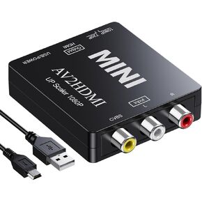 RCA to HDMI Converter, AV to HDMI Converter, 1080P Mini RCA AV Composite Video Audio to HDMI Converter Adapter Supporting PAL/NTSC for TV/Wii/PC/PS 123/ STB/Xbox/VHS/VCR/Blue-Ray DVD Players