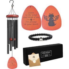 Dog Memorial Wind Chime,Dog Memorial Gifts for Loss of Dog, Remembrance Gift,Loss of Dog Sympathy Gift,Wind Chimes for Pet Dog Memorial Gifts. (Black)