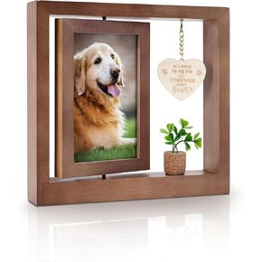 Pet Memorial Gifts for Dogs Cats,Dog Memorial Gifts for Loss of Dog,Rotating Wooden Picture Frame for 4x6in Photo,Loss of Dog Sympathy Gift,Bereavement Remembrance Gift