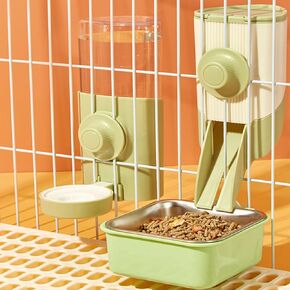 Bangminda Rabbit Water Dispenser, Hanging Automatic Pet Feeder with Small Animal Bin Feeder for Bunny, Chinchilla, Guinea Pig, Hedgehog, Ferret