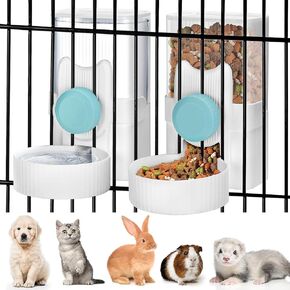 Automatic Cat Feeder and Water Dispenser, ShineMe 35oz Auto Gravity Feeder Hanging Food and Water Bowls for Small Pets, Cats, Kitten, Dogs, Rabbits, Ferrets (Grey) in Kuwait
