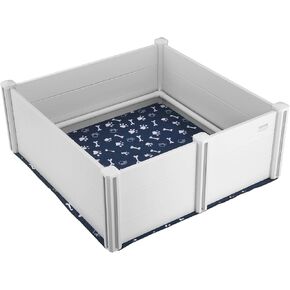 VEVOR Whelping Box for Dogs, 38.6 x 38.6 x 18.1in Whelping Box for Puppies, Whelping Pen for Puppies, Dog Birthing Box with Rails and Washable Pee Pad, Whelping Box for Medium Breed Dogs, White