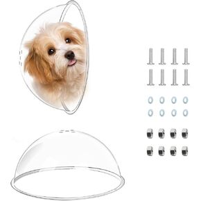 2 Pack Dog Fence Window with Air Hole, Acrylic Clear Dome Bubble Peek Window Playground Doggie Fence Window for Dog Cat Length 11.8 Inch and Deep 6 Inch