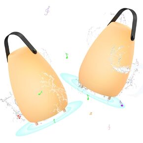 uuffoo Outdoor Bluetooth Speakers, Wireless Speakers with Multi-Color LED Lights, HD Stereo Sound Twins Pairing System IP54 Waterproof Ideal for Patio Pool Party Gifts for Women Men, 2 Pack