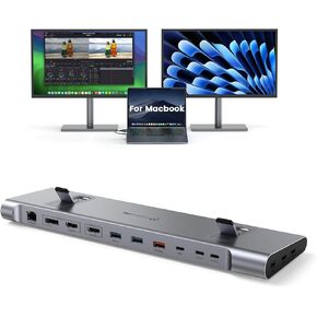 TobenONE MacBook Pro Docking Station Dual 4K@60Hz Monitor, 16-in-2 USB C Docking Station Stand with 2.5Gbps Ethernet,100W GaN Power Supply, 2 HDMI&Displayport, 5 USB Ports