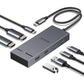 UGREEN 7 in 1 Revodok Pro USB C Docking Station Dual 4k HDMI Monitor, USB C Hub with 2 HDMI, 2*USB A&C 10Gbps Date Transfers, PD 100W, USB C Dock for MacBook Air/Pro, Dell XPS, iPad Pro, and More