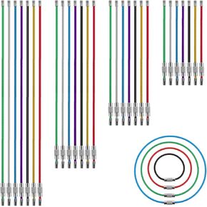 28 PCS Stainless Steel Wire Rings, Multiple Sizes Steel Wire Keychain Holder Metal Cable Wire Lanyard for Luggage Tag Loops Locking Key Ring Key Tags Secure Key Ring(7color)
