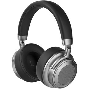 Vintage Metal Over-Ear Bluetooth Headphones, 38H Battery, Type-C Fast Charging, HiFi, Bluetooth 5.4, for Sports, Business, Music (Silver Black)