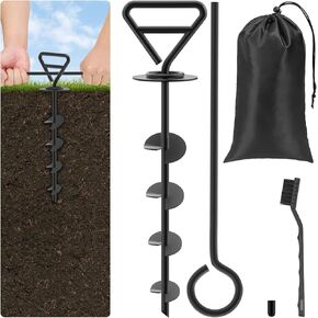 Dog Tie Out Stake, Heavy Duty Dog Anchor for Large Dogs up to 200 lbs, Free 360° Rotation Dog Stakes Dog Camping Essentials for Outside Beach,Yard,For Tethering Dogs Long Leash and Cable, Black