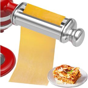 Pasta Roller Attachment for All KitchenAid Stand Mixer, Pasta Maker for Kitchen Aid Accessories and Attachments, Noodle Dough Sheet Roller with 8 Different Thicknesses Knob, Stainless Steel Accessory