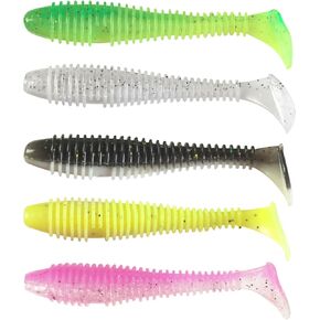 Paddle Tail Swim Baits，30Pcs Soft Plastic Fishing Lures Kit for Bass Crappie Trout Walleye Panfish Etc