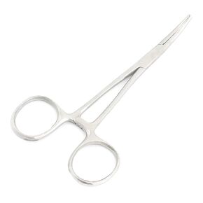 Dog Cat Pet Hair Puller Remover Stainless Steel Hemostat Locking Forceps 5.5" Curved Full Serrated (AAPro Brand)