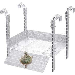 Large Hanging Turtle Ramp, Acrylic Transparent Tortoise Resting Terrace, Tortoise Resting Terrace with Stainless Steel Hooks, for Turtle Tank Aquarium, Turtle Tank Accessories