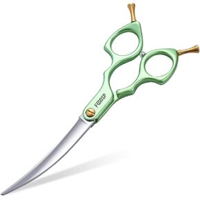 Professional Curved Dog Grooming Scissors with Sharper Self Grinding lightweight and finely trimmed split structure 6.5'' Japan VG10 63HRC for small dogs cat pet(Purple&Blue)