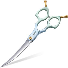 Professional Curved Dog Grooming Scissors with Sharper Self Grinding lightweight and finely trimmed split structure 6.5'' Japan VG10 63HRC for small dogs cat pet(Purple&Blue)