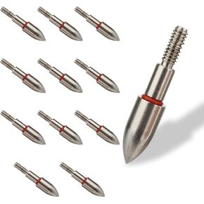 12Pcs 100 Grains Arrow Field Tips Archery Screw-in Arrow Points and Aluminum Inserts for Compound Recurve Bow Shooting Practice