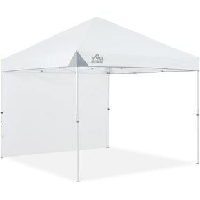 YOLI FORTRUSS EasyLift 100 10’x10’ Pop Up Canopy with 400D Top, 1 Sidewall and Reinforced Canopy Frame, White
