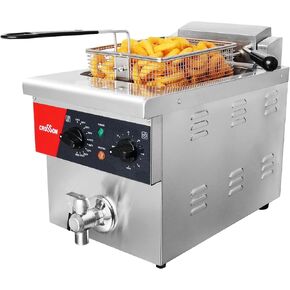 CROSSON 24Lbs Electirc Triple Basket Turkey Fryer With Oil Drain Spout,Oil Drain Rack,Commercial Countertop Deep Fryer To Fry a Whole Fish or Turkey