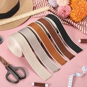 Windyun 5 Rolls 1.5 Inch Webbing 5 Yard Two Tone Webbing Strap Heavy Duty Polyester Webbing for Bags DIY Crafting Gear Repair, Pet Collars, Pet Leash, Backpack, Seatbelt, 5 Colors