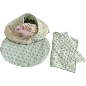 Cuddle Sack Sleeping Bag Pouch Hideout Cave for Hedgehog, Sugar Glider, Hamster, Rat, Other Small Animal Beds with Flannel Blanket