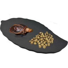 Reptile Basking Platform 7.0''x5.3'' Turtle Rock Plate Feeding Food Dish Feeding Bowl Tortoise Bathing Platform Resting Slate for Lizard Gecko Bearded Dragon Chameleon Frog Hermit Crab