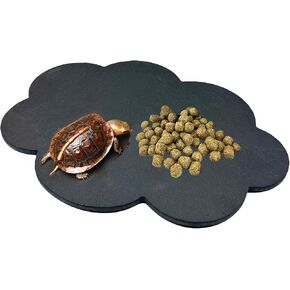 Reptile Basking Platform 7.0''x5.3'' Turtle Rock Plate Feeding Food Dish Feeding Bowl Tortoise Bathing Platform Resting Slate for Lizard Gecko Bearded Dragon Chameleon Frog Hermit Crab