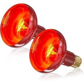 Red Reptile Heat Bulb,100W Infrared Red Heat Lamp Bulb,Red Basking Spotlight Reptile Night Heat Bulb, Dimmable Heating Lamp for Chicken Lizard Bearded Dragon Leopard Gecko-2Pack