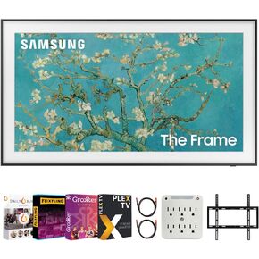 SAMSUNG QN32LS03CB 32 inch The Frame QLED HDR 4K Smart TV Bundle with Premiere Movies Streaming + 19-45 inch TV Wall Mount + 6-Outlet Surge Adapter + 2X 6FT 4K HDMI 2.0 Cable (2023 Model)