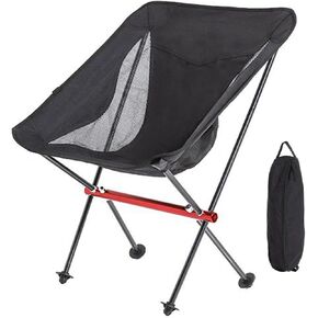 Ultralight Folding Camping Chair with Carry Bag, Aluminum Frame, Portable Outdoor Chairs for Lawn, Patio, Beach, Camp (Black, High Back)