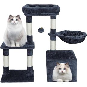 شجرة القطط NEGTTE، برج قطط صغير مع عمود خدش، مسكن للقطط مع جثم، أرجوحة للقطط الداخلية، القطط الصغيرة (D.Gray,006)... in Kuwait