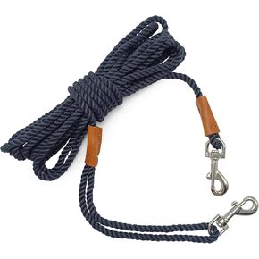BTINESFUL Long Cotton Rope Dog Training Lead, 10ft 15ft 20ft 30ft 50ft Soft Pet Leash for Small Dogs up to 35lbs Cat Puppy (1/5inch x 20Ft, Brown)