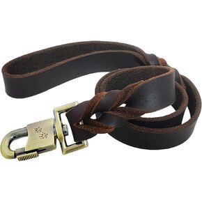 LWBMG Leather Dog Leash 3 ft Upgrade Braided Thick Genuine Leather Dog Leash with Lock Head Hook Short Heavy Duty Dog Training Leash for Medium Large Dogs