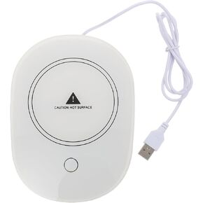Cabilock Thermostatic Coaster Mug Warmer for Office Beverage Cup Warmer Keeping Warm Coaster Coffee Warmer for Desk Desktop USB Charging Coaster White Electric Cup Heating Abs