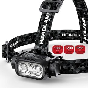 Ultra-Lightweight Detachable LED Headlamp Flashlight, USB-C Rechargeable Headlight with Motion Sensor & Warn Light, IP66 Waterproof Head Lamp for Camping, Running, Hiking, and Fishing
