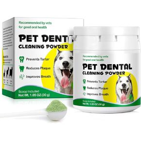 Dog Dental Powder, Teeth Cleaning Powder for Dogs, Dental Care for Dog Teeth Breath Freshener, Plaque & Bad Breath Off Powder Dog, Dog Breath Freshener for Small, Medium, Large Dogs 30g