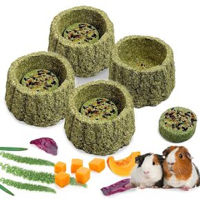 Hamiledyi 4 PCS Rabbits Chew Toys for Teeth, Timothy Hay Treats Rabbit Toys Small Animal Molar Toys Timothy Grass Chew Toys for Bunnies Guinea Pigs Hamsters and Chinchillas Bunny Teeth Care