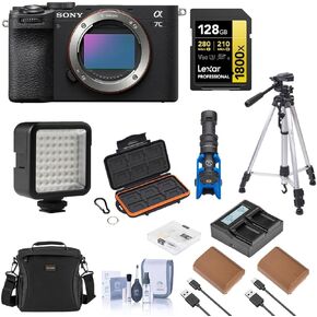 Sony Alpha a7C II Mirrorless Camera, Black, Bundle with 2X NP-FZ100 Battery, 128GB Memory Card and Shotgun Microphone